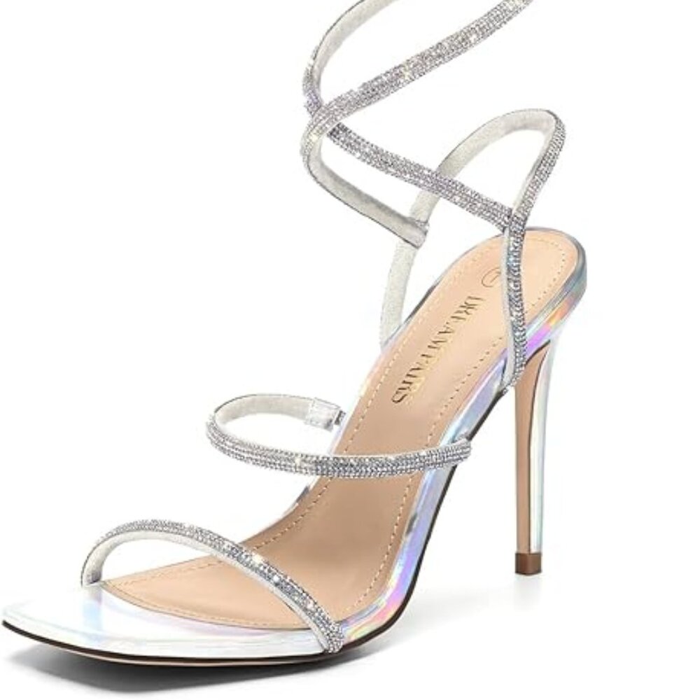 Elegant Silver Strappy Heels